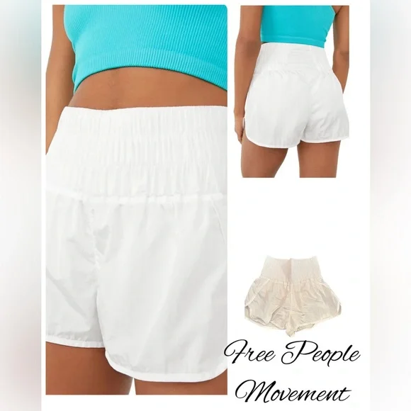 FP Movement Way Home Shorts Optic White Smocked High Rise Small - Picture 4 of 16